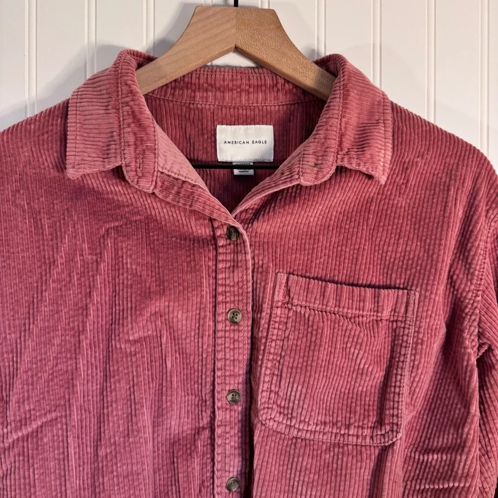 American Eagle Corduroy Button-Up Cropped 100% Cotton Jacket Women’s Size XS - Picture 4 of 12